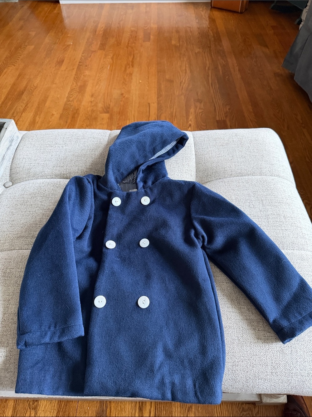 Navy Hooded Peacoat Kids 4T Classic Double Breasted Preppy